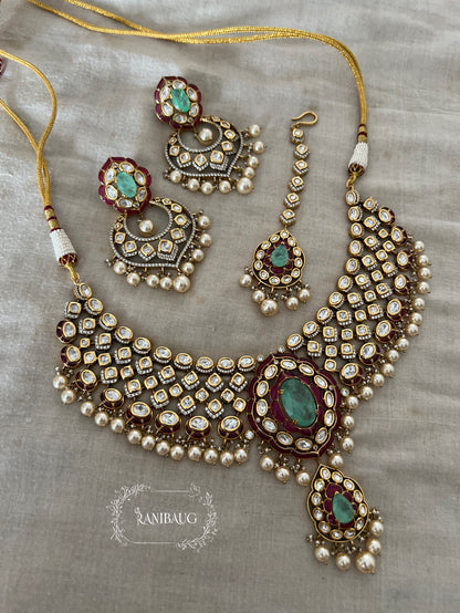 Gauravi Polki Kundan Pearl Heavy Bridal Choker Set By Ranibaug | Wedding Jewellery Set with Maang Tikka Collection 2026