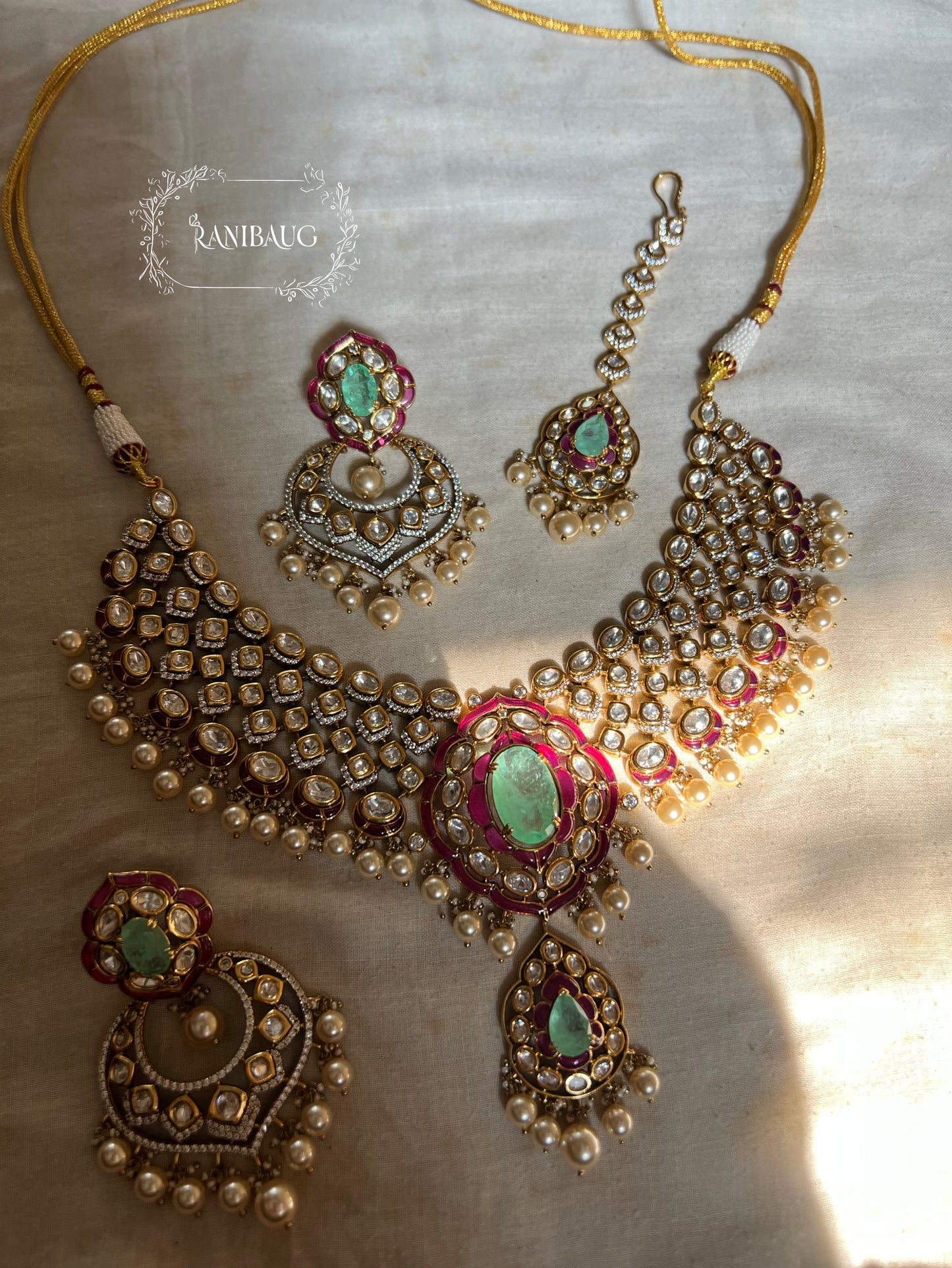 Gauravi Polki Kundan Pearl Heavy Bridal Choker Set By Ranibaug | Wedding Jewellery Set with Maang Tikka Collection 2026