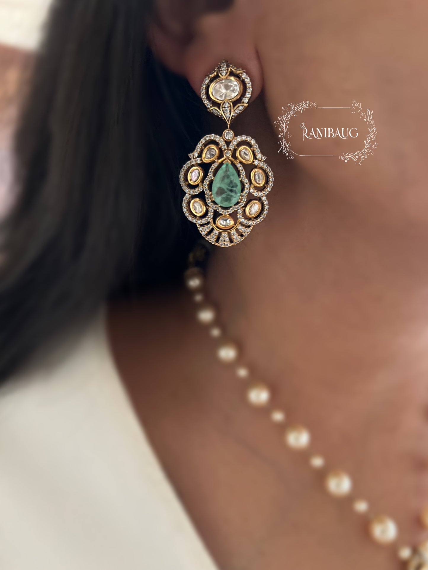 Gautami Queen's Royal Gemstone Polki And Pearl Victorian Finish Necklace Set By Ranibaug