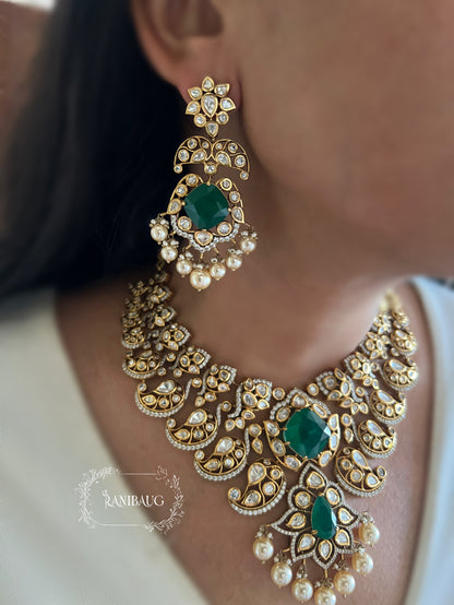 Gautami Emerald Green Victorian Vintage Bridal Necklace Set By Ranibaug | 2025 2026 Jewellery Set
