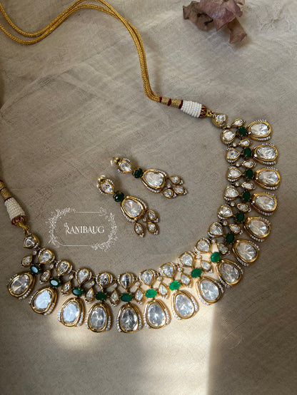 Gayatri Royal Statement Mossainite Jewellery Set In Rich Gold Finish By Ranibaug | Luxury Artificial Jewelry | Wedding Jewelry 2025 2026