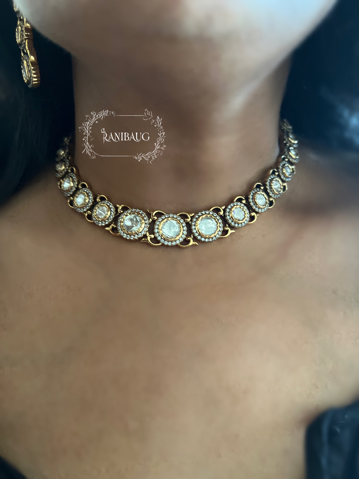 Geet Minimal Kundan Necklace Jewellery Set By Ranibaug