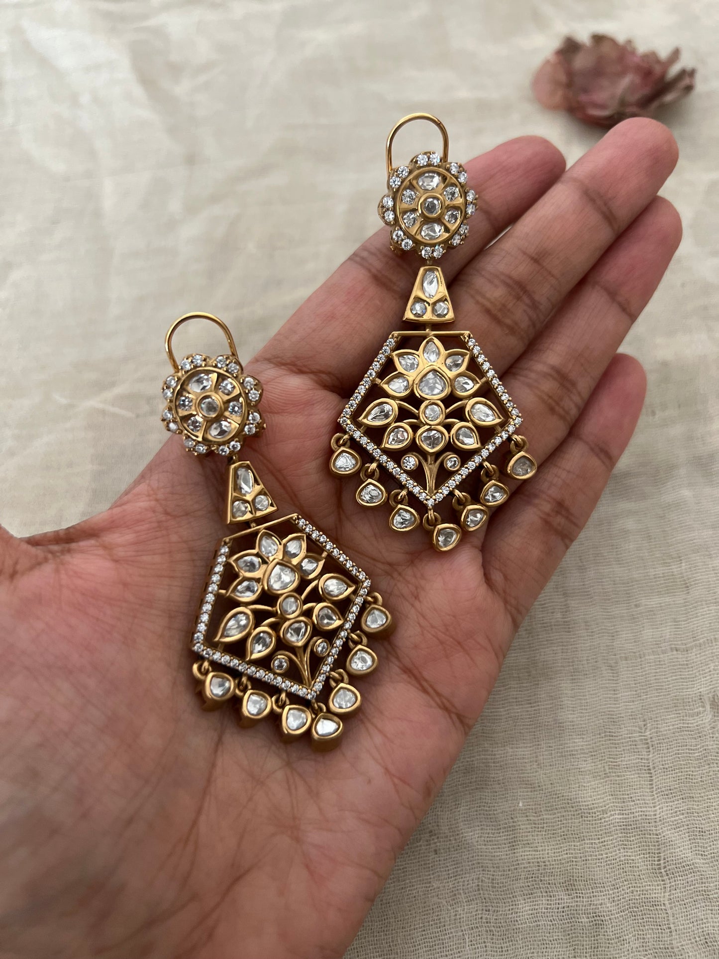 Gharana Royal Wedding Kundan Studded Gold Earrings by Ranibaug