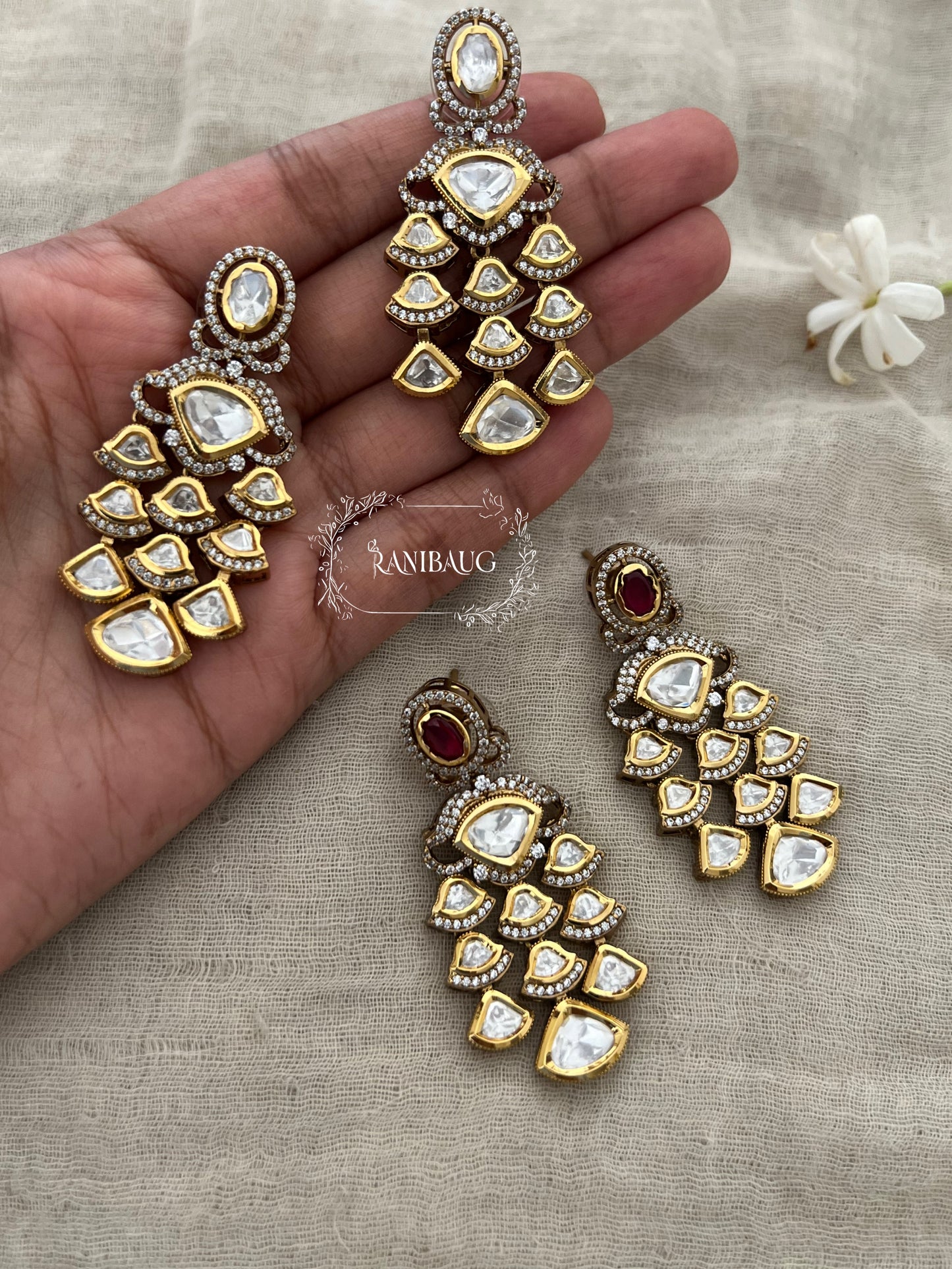 Guhaar Royal Kundan Cascade Earrings | Ranibaug