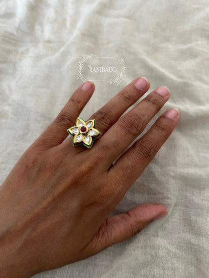 Gul Floral Polki Kundan Classic Ring Jewelry By Ranibaug
