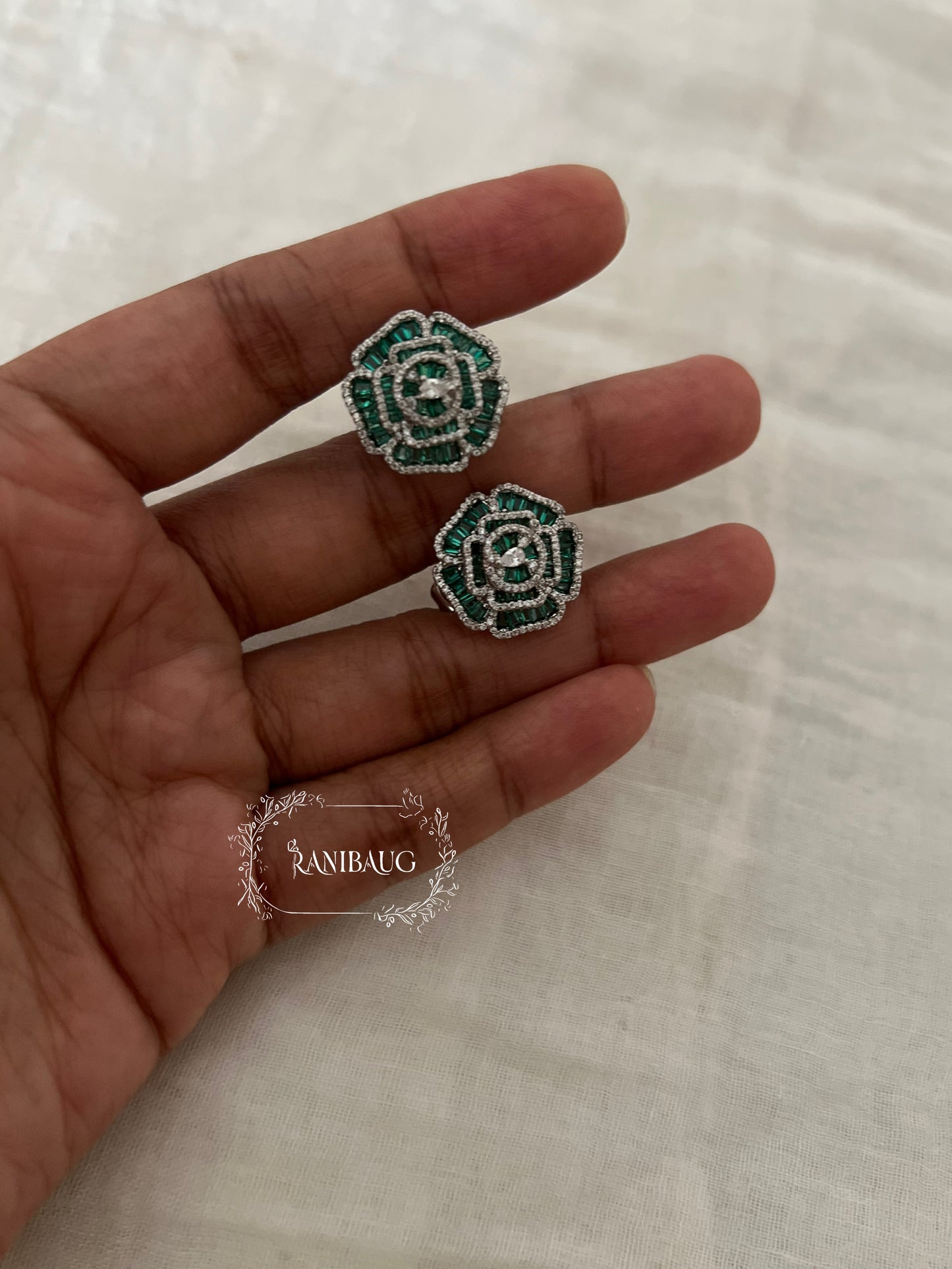 Gulab Rose Classic Diamond Ear Studs Jewelry By Ranibaug