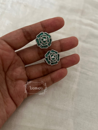 Gulab Rose Classic Diamond Ear Studs Jewelry By Ranibaug