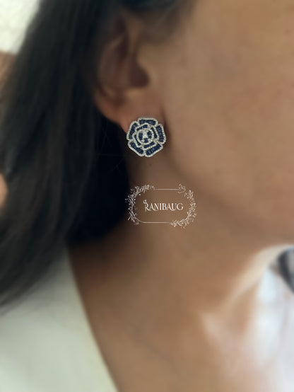 Gulab Rose Classic Diamond Ear Studs Jewelry By Ranibaug