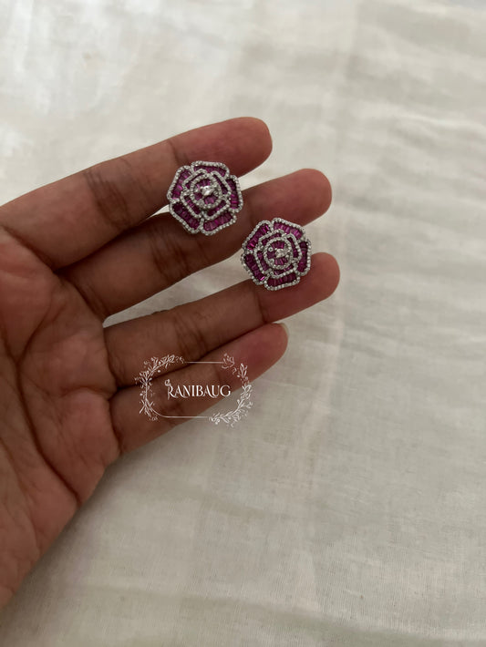 Gulab Rose Classic Diamond Ear Studs Jewelry By Ranibaug