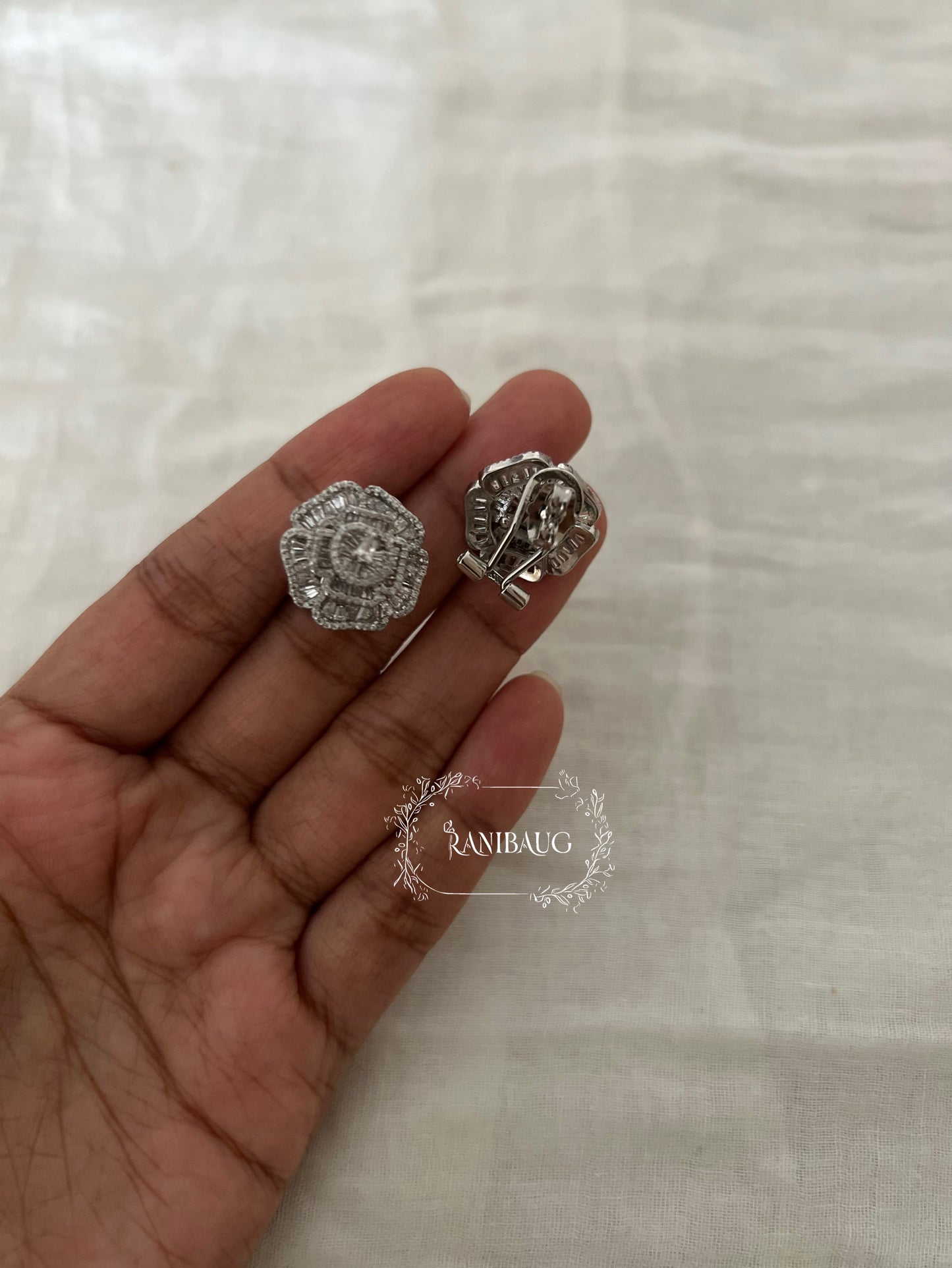 Gulab Rose Classic Diamond Ear Studs Jewelry By Ranibaug