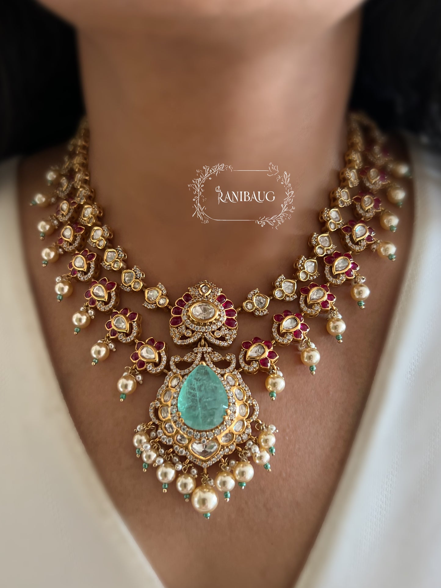Gulbahar Emerald Ruby Layered Polki Kundan Gold Finish Jewellery Set By Ranibaug | Royal Wedding Collection 2026