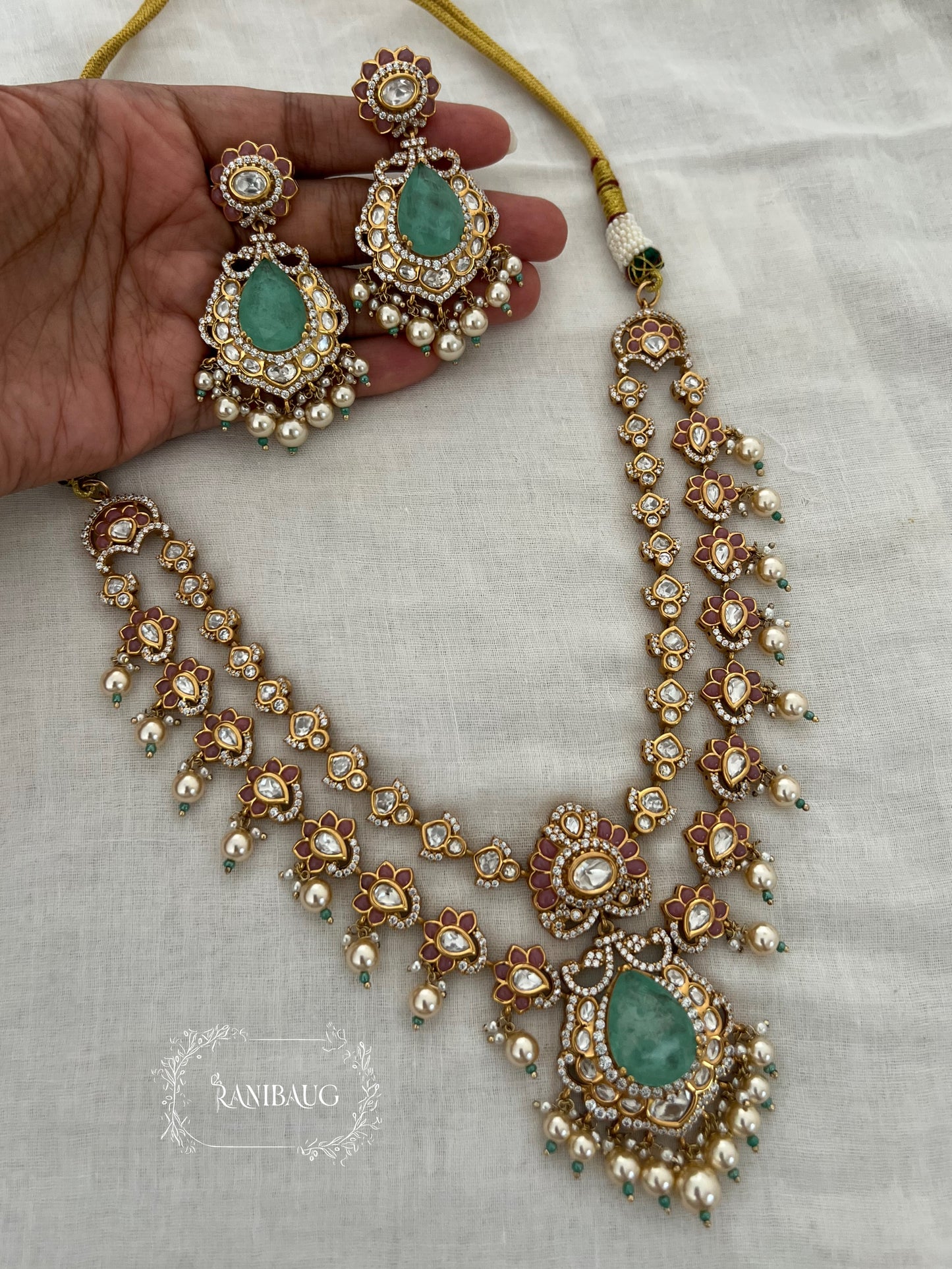 Gulbahar Emerald Ruby Layered Polki Kundan Gold Finish Jewellery Set By Ranibaug | Royal Wedding Collection 2026