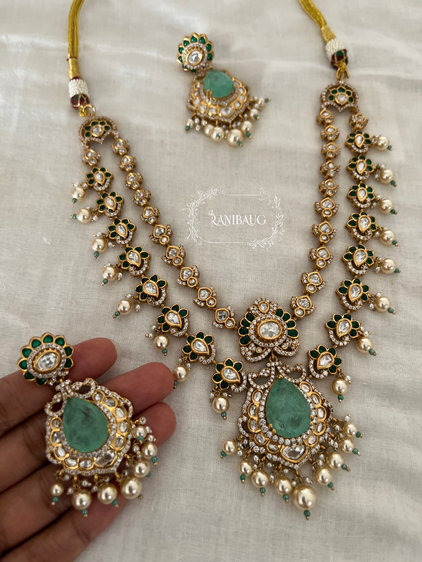 Gulbahar Emerald Ruby Layered Polki Kundan Gold Finish Jewellery Set By Ranibaug | Royal Wedding Collection 2026
