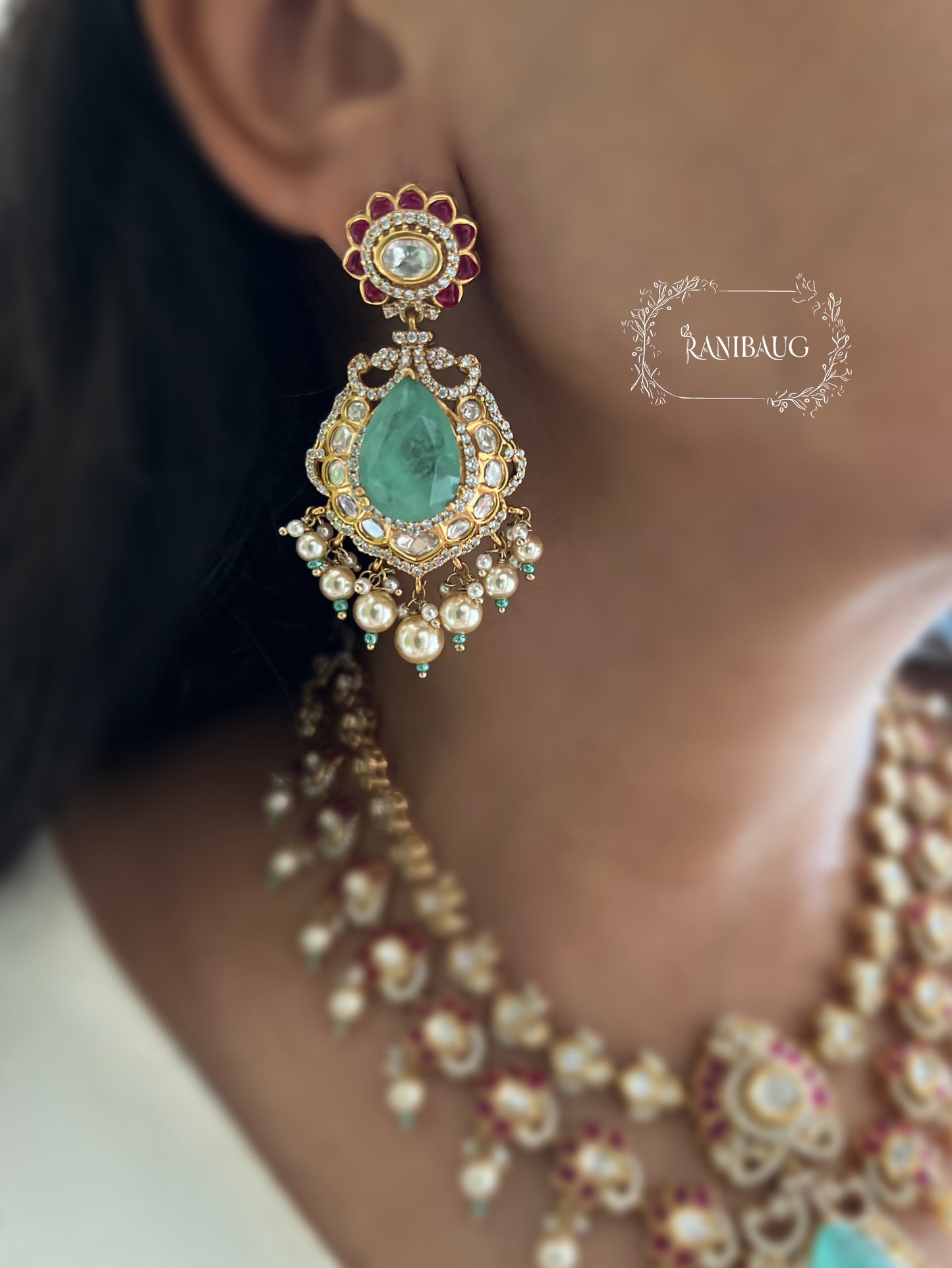 Gulbahar Emerald Ruby Layered Polki Kundan Gold Finish Jewellery Set By Ranibaug | Royal Wedding Collection 2026