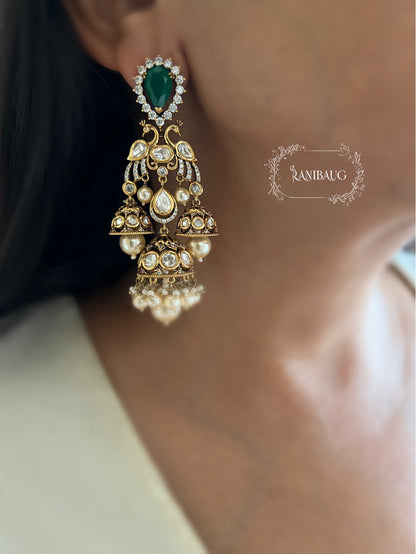 Hanaya Statement Polki Kundan Chandelier Earrings | Ranibaug