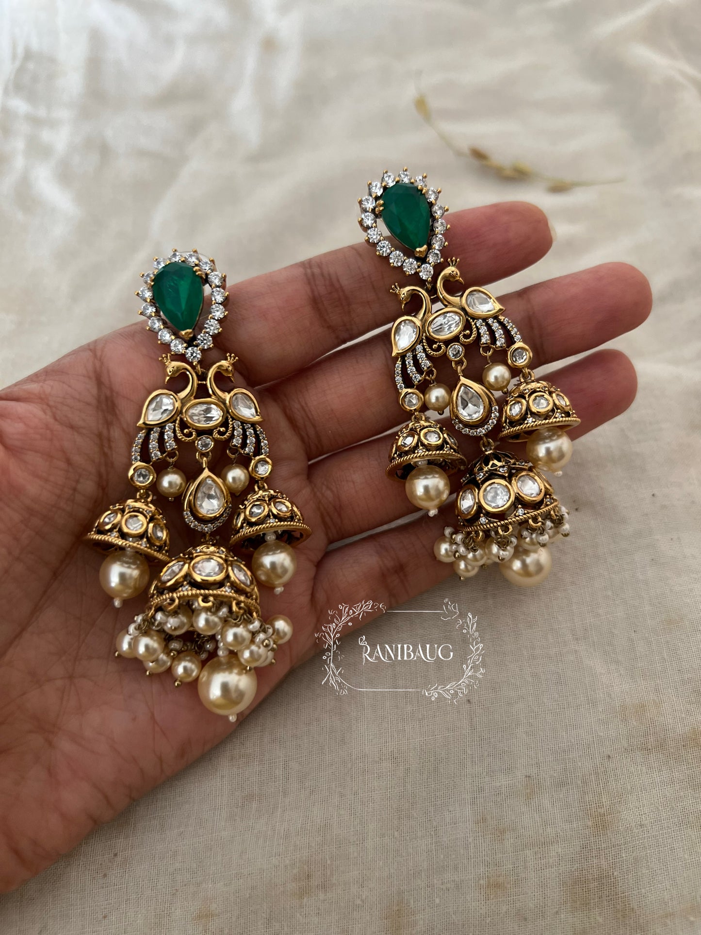 Hanaya Statement Polki Kundan Chandelier Earrings | Ranibaug