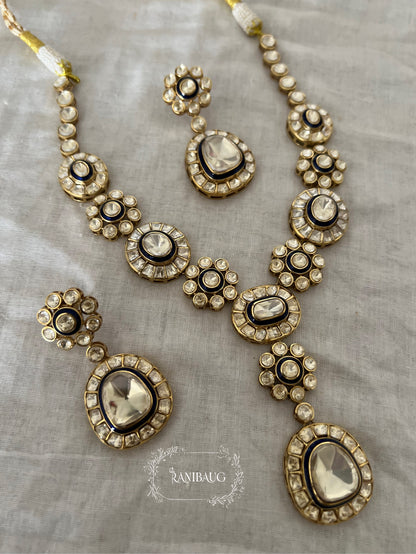 Harika Mossainite Polki Gold Finish Jewellery Set By Ranibaug
