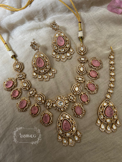 Harsha Royal Gemstone Polki Studded In Rich Gold Finish Jewellery Set By Ranibaug