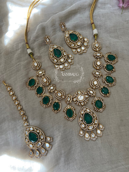 Harsha Royal Gemstone Polki Studded In Rich Gold Finish Jewellery Set By Ranibaug