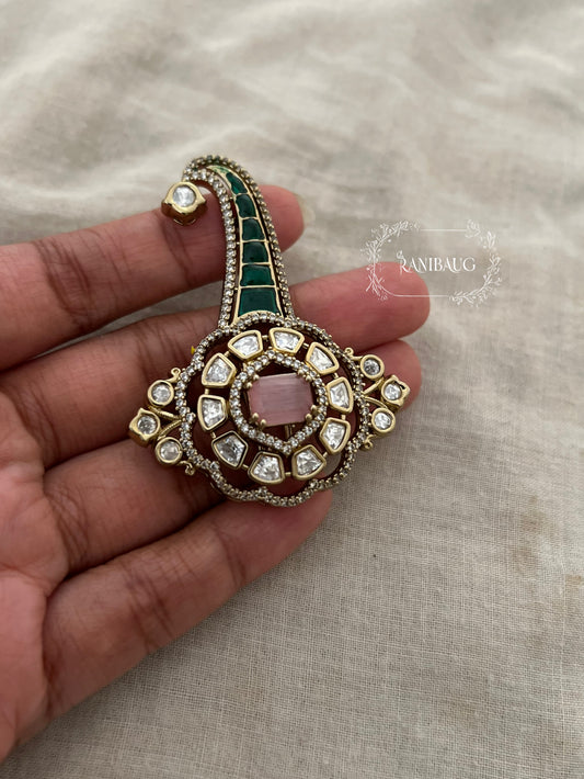 Harshit Pastel Hues Polki Studded Victorian Gold Finish Kalgi Safa Jewellery For Groom By Ranibaug