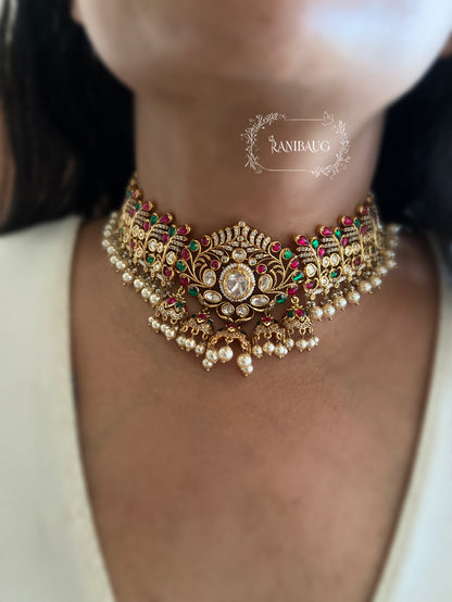 Harshita Kundan Beaded Pearl Adorned Traditional Indian Festive Jewellery By Ranibaug