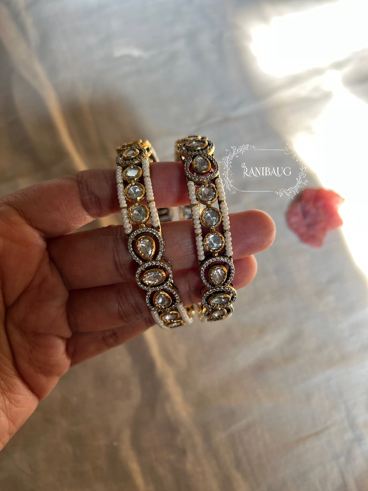 Harshita Polki Kundan Bangles By Ranibaug