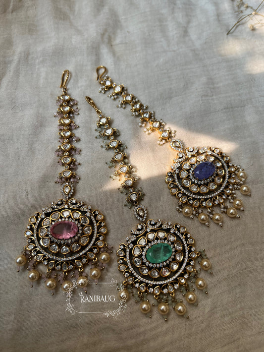 Himakshi Vintage Victorian Finish Mossainite Maang Tikka By Ranibaug