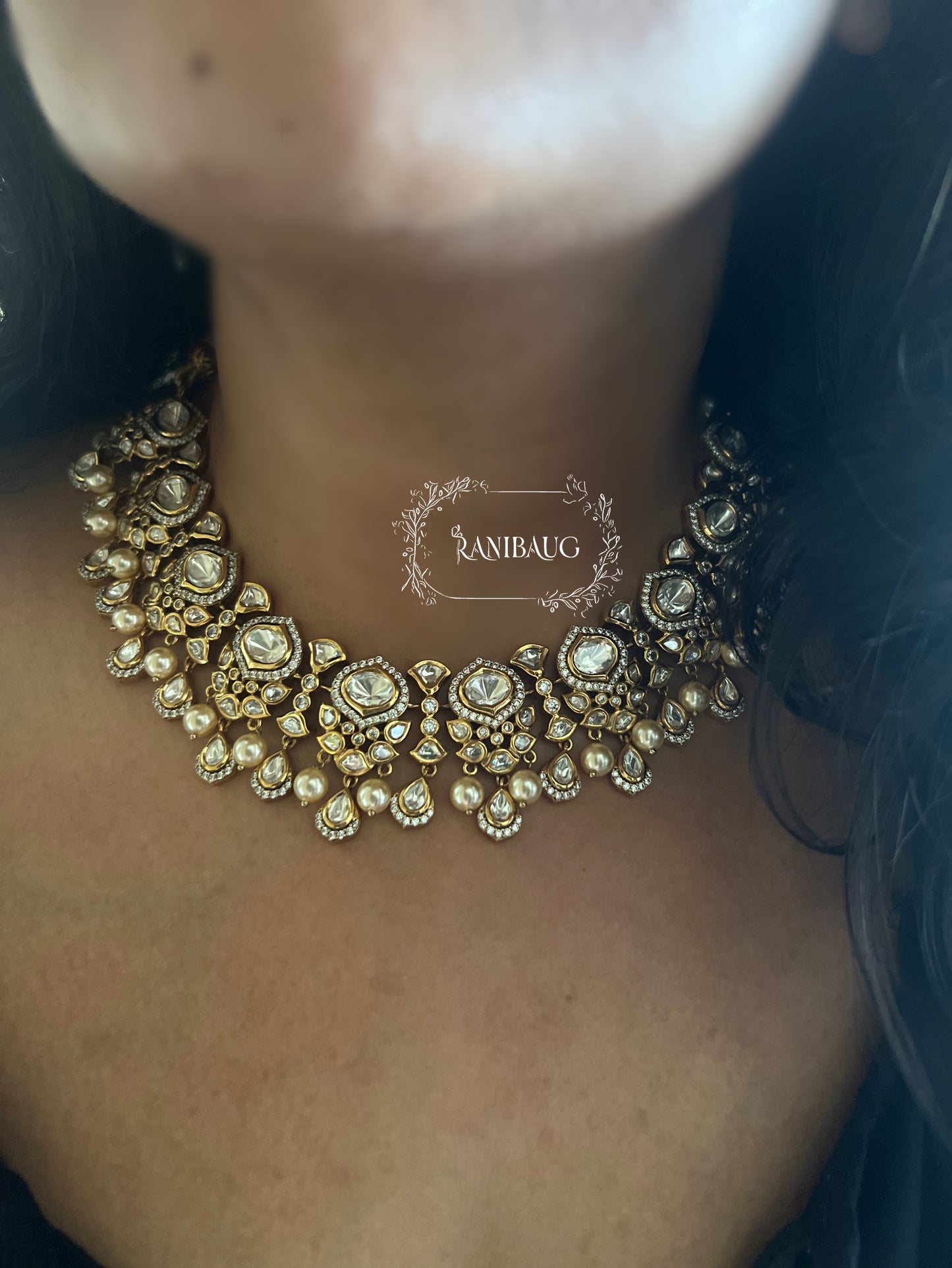 Himani Polki Kundan Necklace Set Adorned With Creamy Pearls For A Rich Look | A Statement Piece By Ranibaug