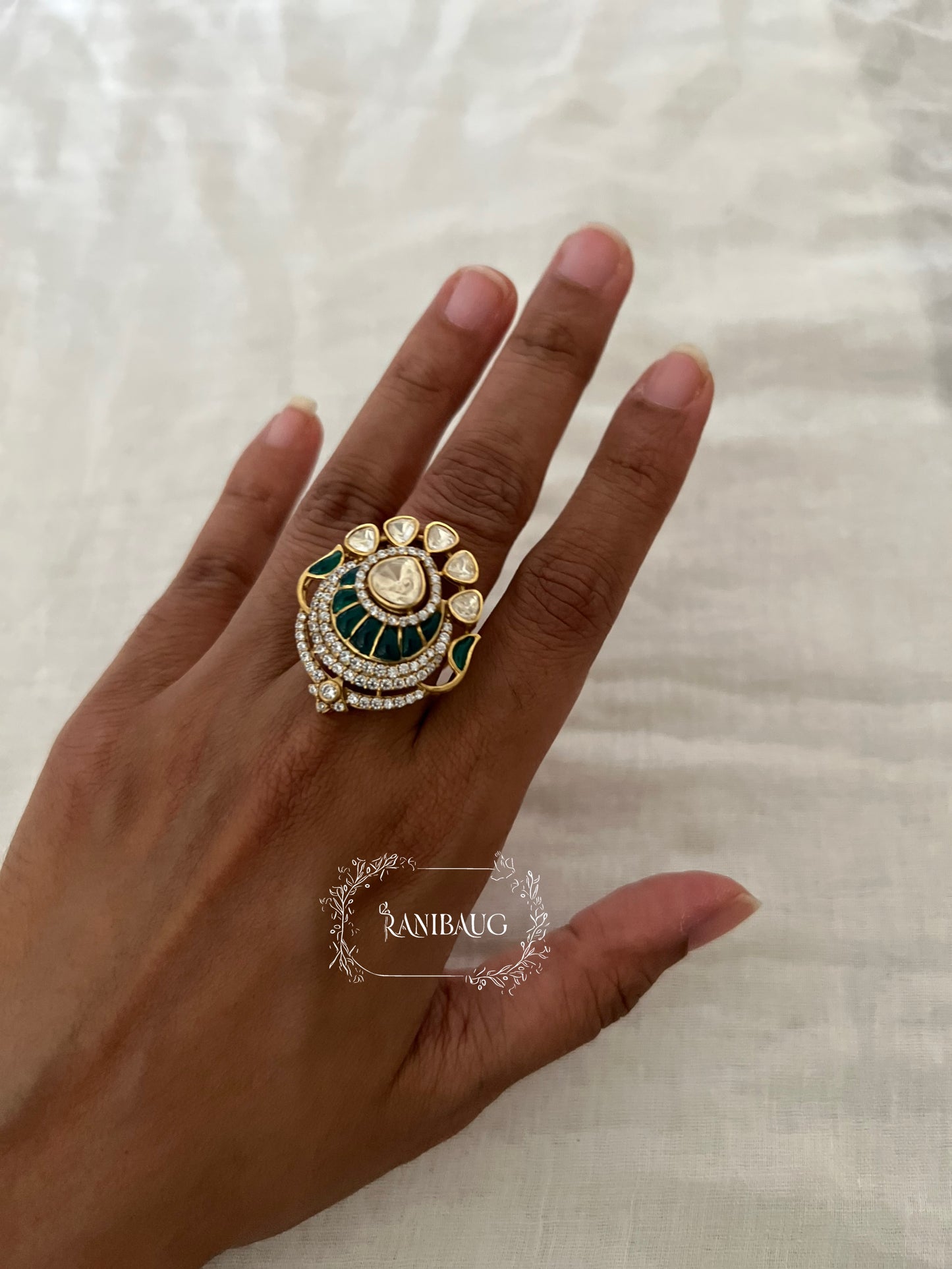 Numi Polki Kundan Floral Ring By Ranibaug