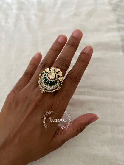 Numi Polki Kundan Floral Ring By Ranibaug