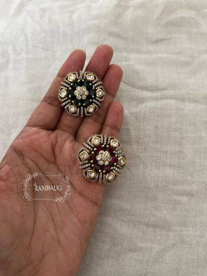 Anayra Gemstone Polki Victorian Finish Royal Statement Ring Jewelry By Ranibaug