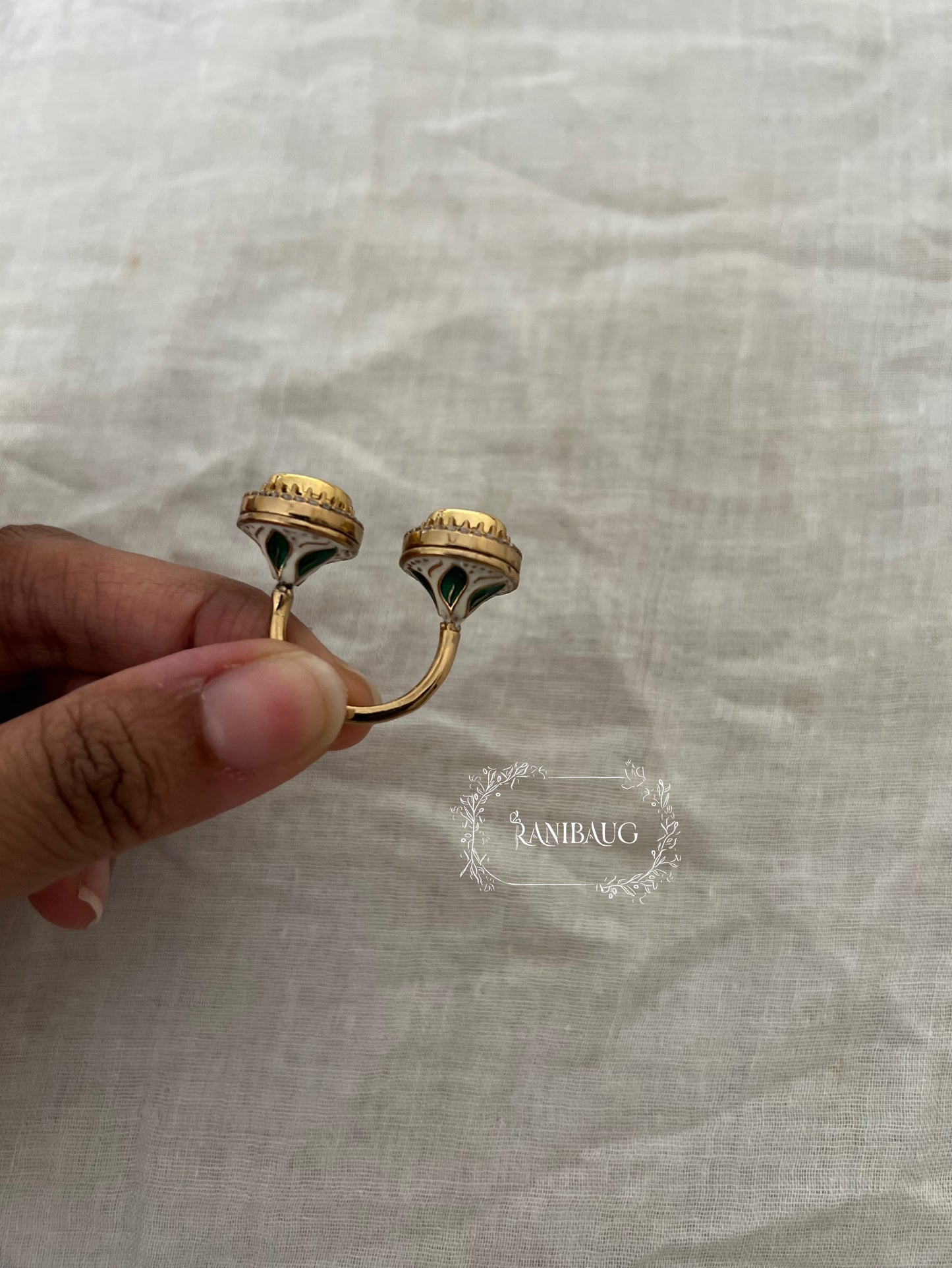 Rashi Victorian Finish Gold Plated Polki Kundan Ring By Ranibaug