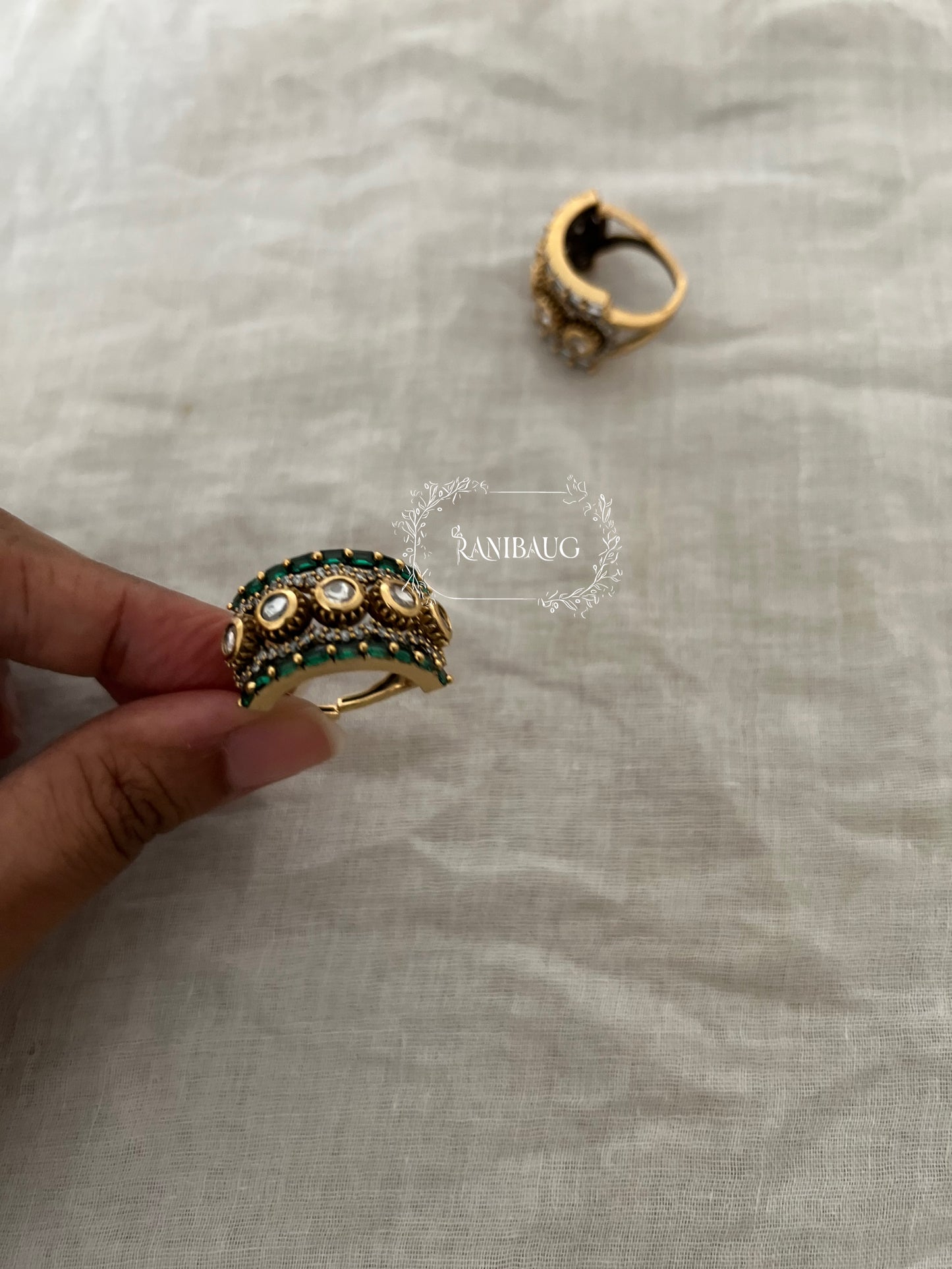 Jhanak Designer Statement Polki Kundan Ring By Ranibaug With Gemstone And Bead Accents | Festive 2026 Jewelry Trends