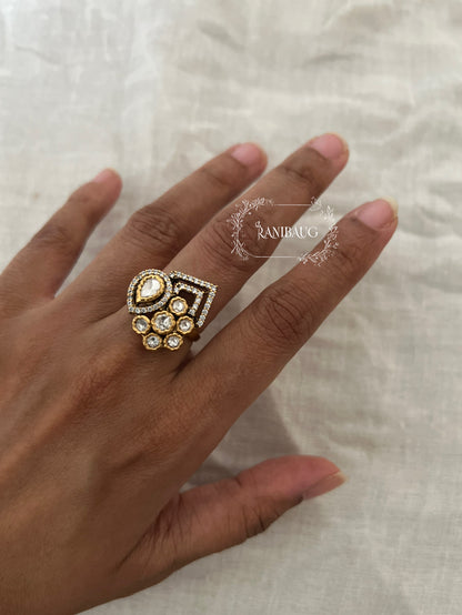 Mohini Gold Plated Kundan Studded Ring Jewelry For Women