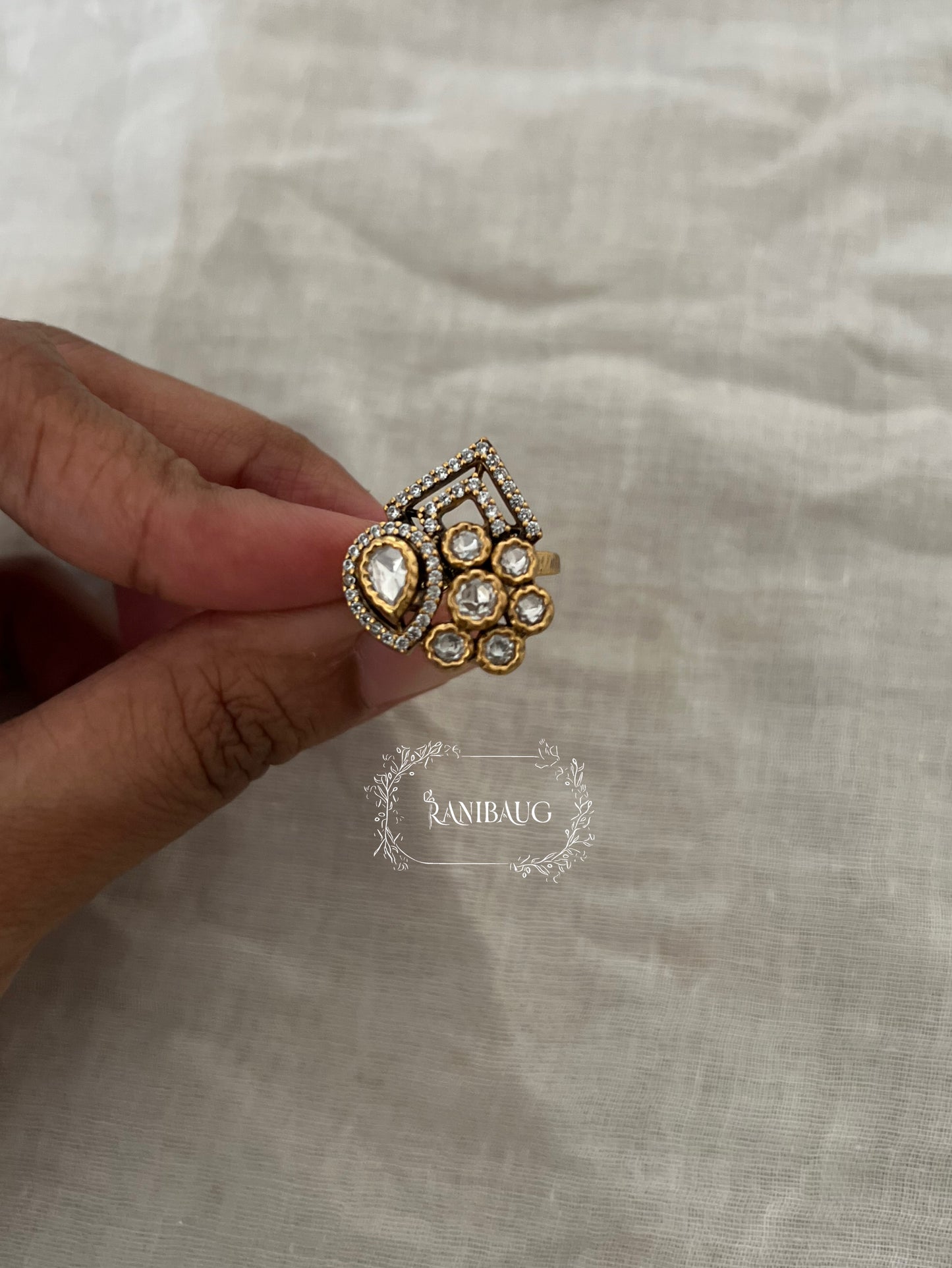 Mohini Gold Plated Kundan Studded Ring Jewelry For Women