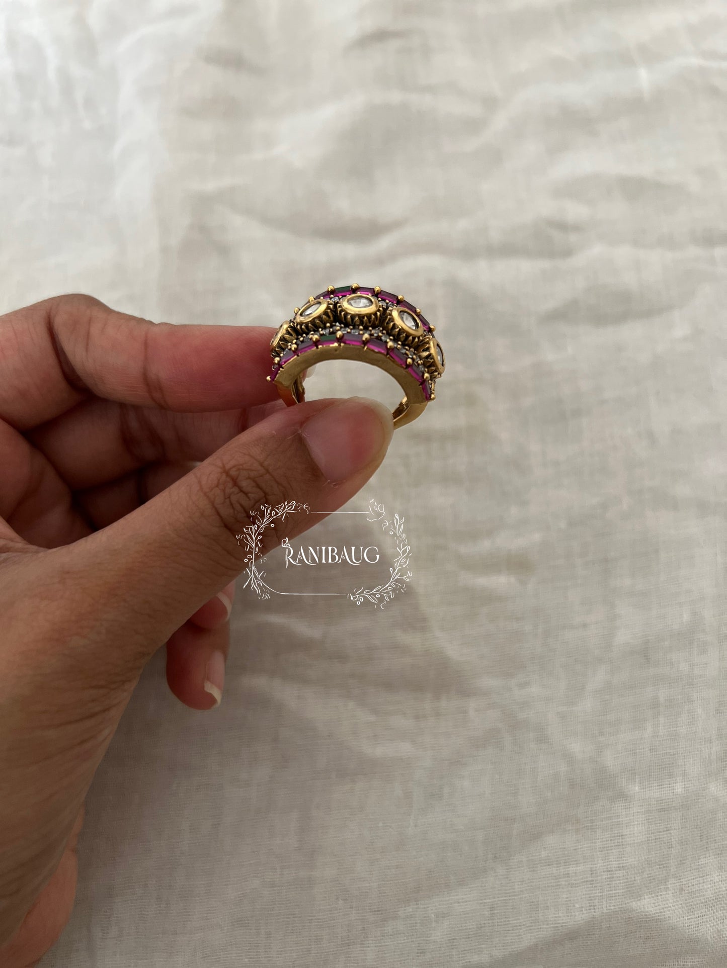 Jhanak Designer Statement Polki Kundan Ring By Ranibaug With Gemstone And Bead Accents | Festive 2026 Jewelry Trends