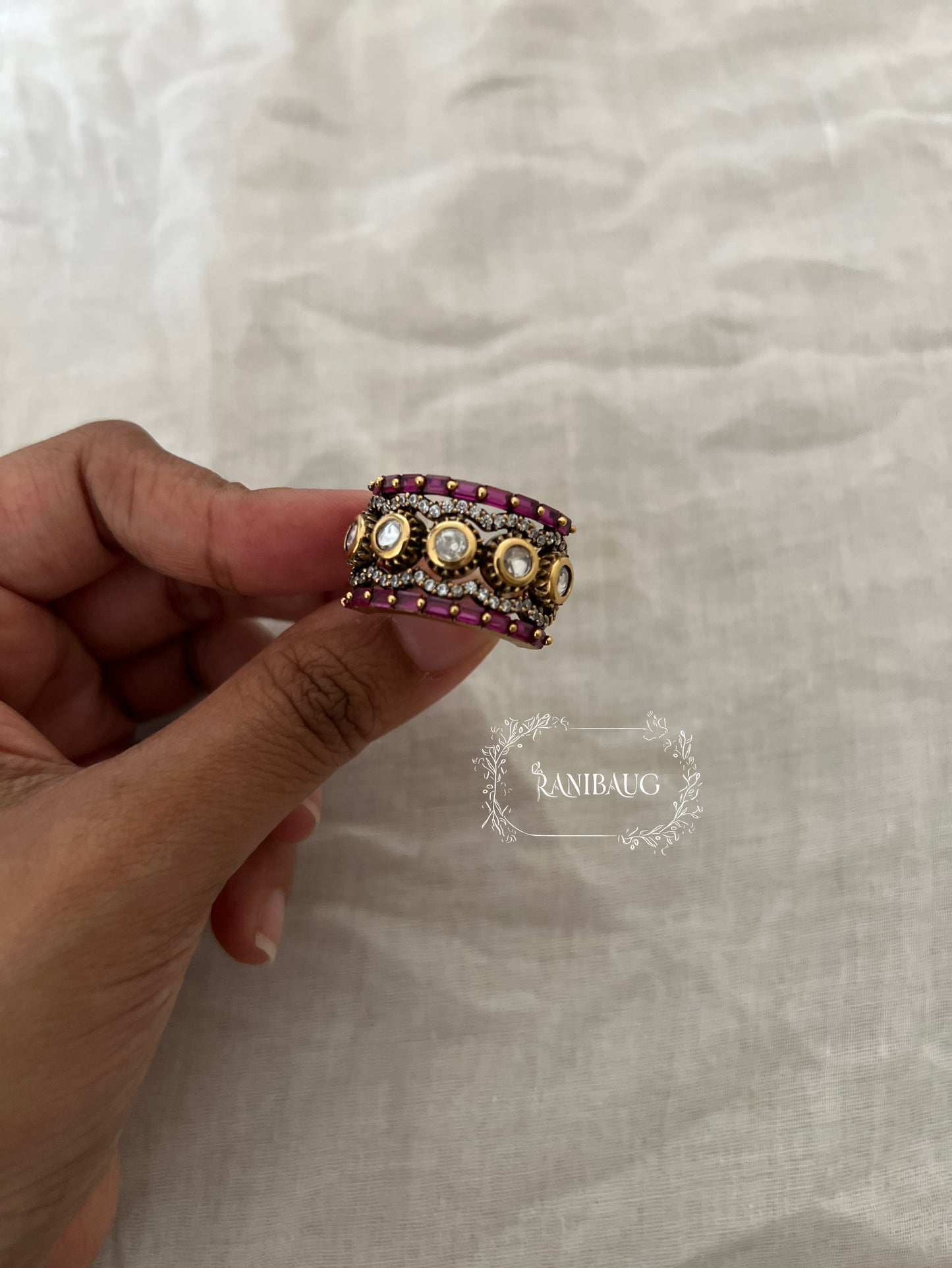 Jhanak Designer Statement Polki Kundan Ring By Ranibaug With Gemstone And Bead Accents | Festive 2026 Jewelry Trends