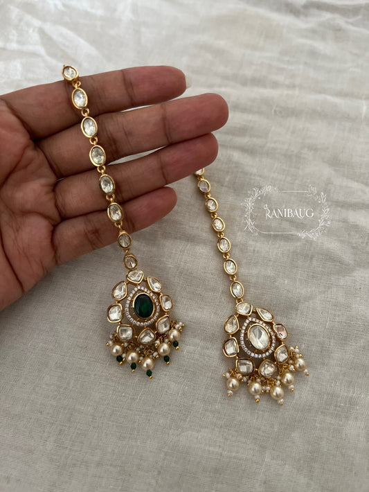 Priyanka Designer Moissanite Polki Maang Tikka By Ranibaug