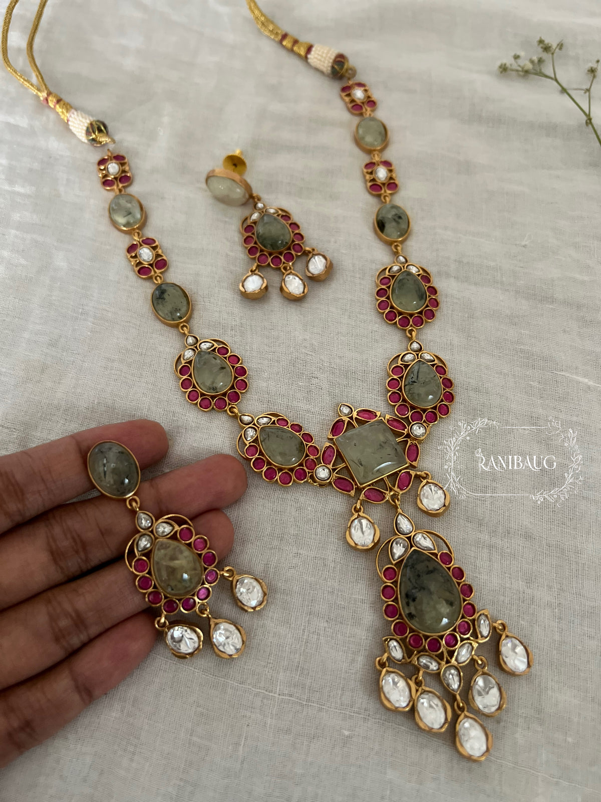 Pallavi Rang Antique Gold Plated Kundan Gemstone By Ranibaug