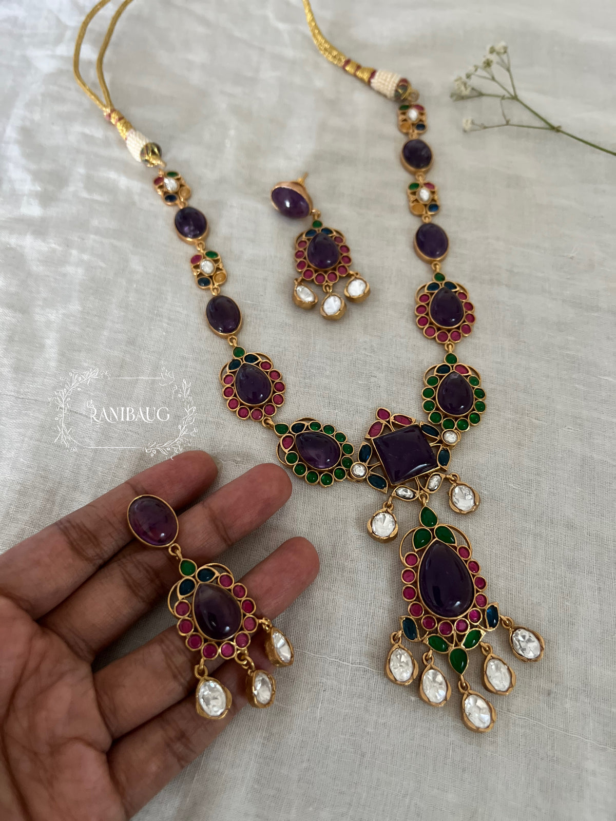 Pallavi Rang Antique Gold Plated Kundan Gemstone By Ranibaug