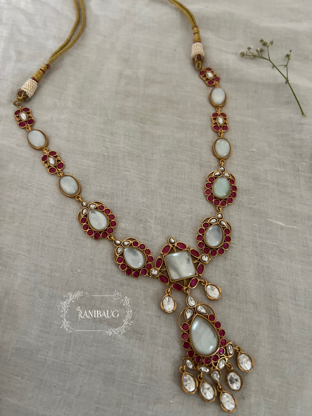 Pallavi Rang Antique Gold Plated Kundan Gemstone By Ranibaug