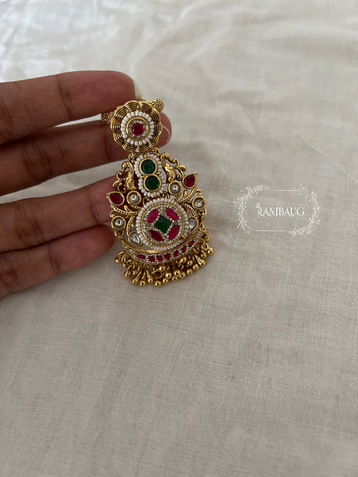 Maya Gold Finish Two Ring Royal Bloom Kundan Statement Ring By Ranibaug