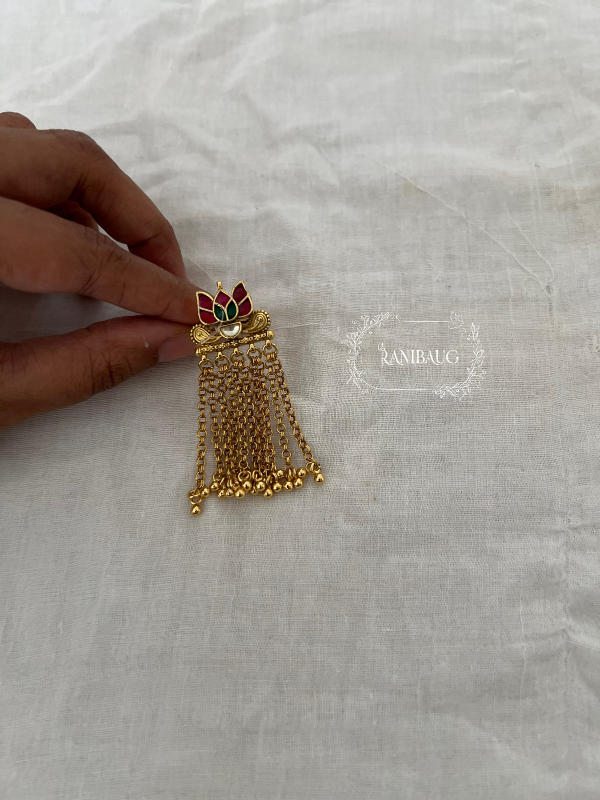 Niranjana Bird Motif Gold Fringes Unique Designer Heritage Ring Jewelry By Ranibaug