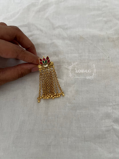 Niranjana Bird Motif Gold Fringes Unique Designer Heritage Ring Jewelry By Ranibaug