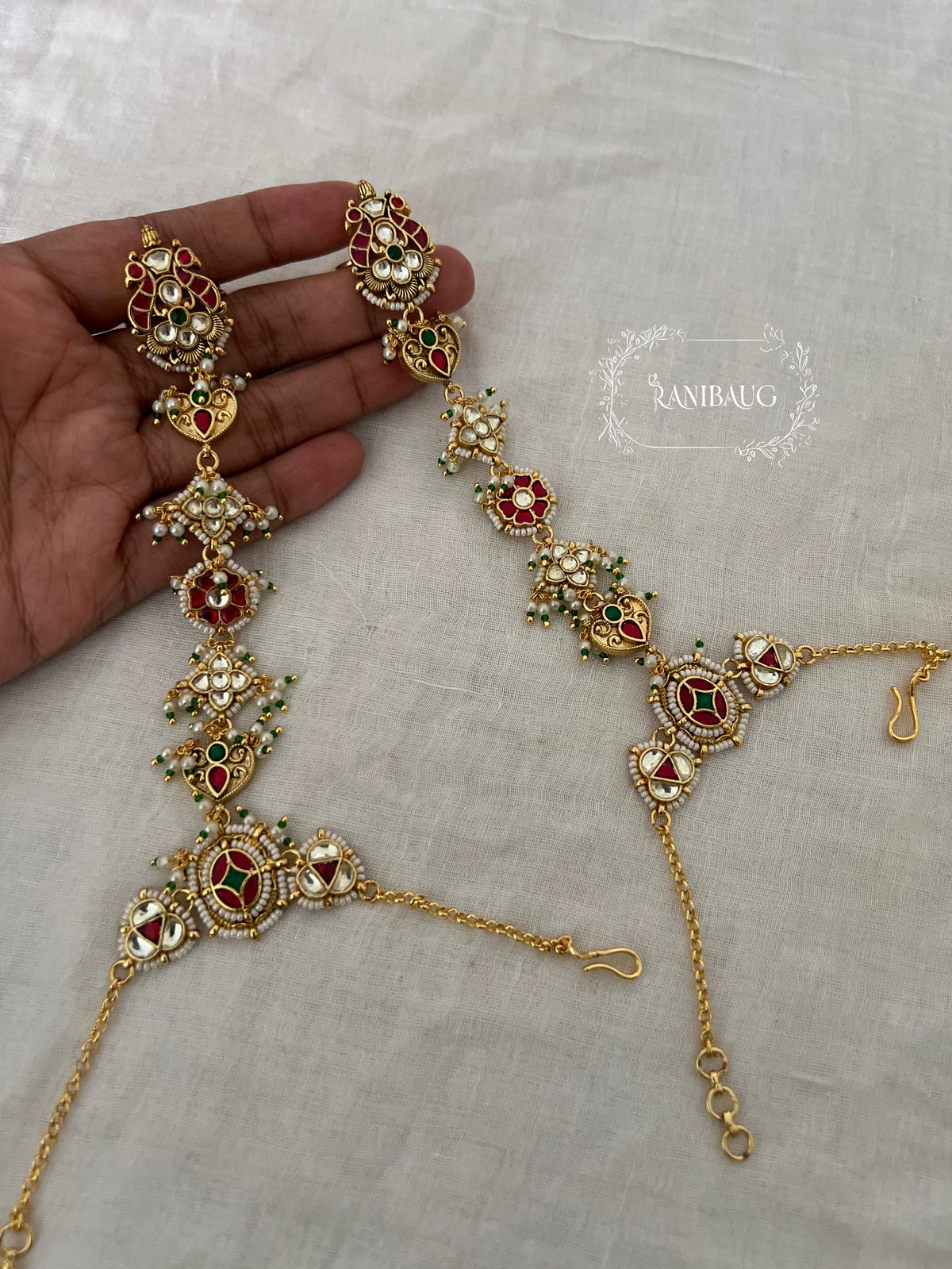 Sanvi Heritage Gold Finish Indian Regal Haathphool Jewelry By Ranibaug
