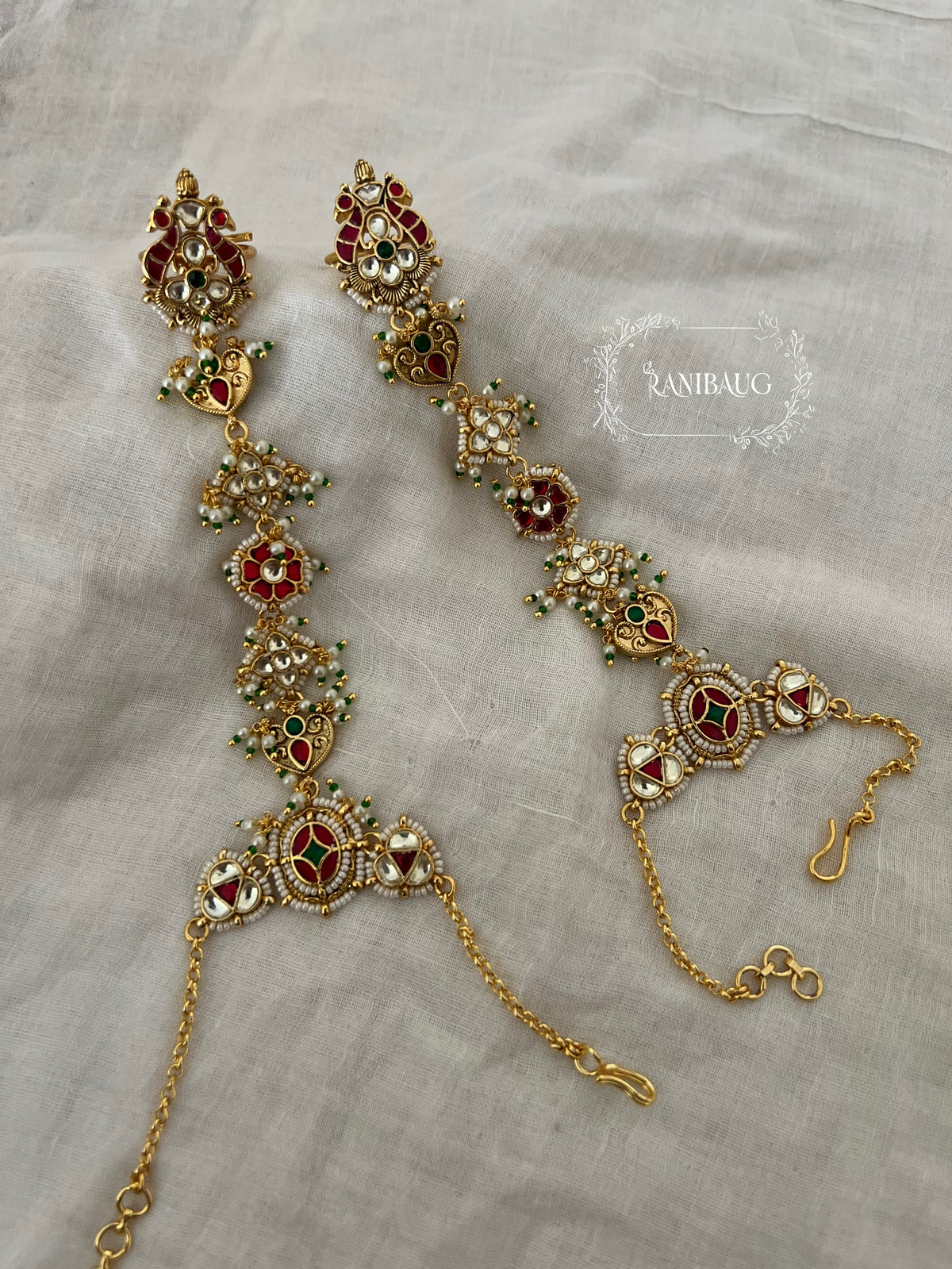 Sanvi Heritage Gold Finish Indian Regal Haathphool Jewelry By Ranibaug