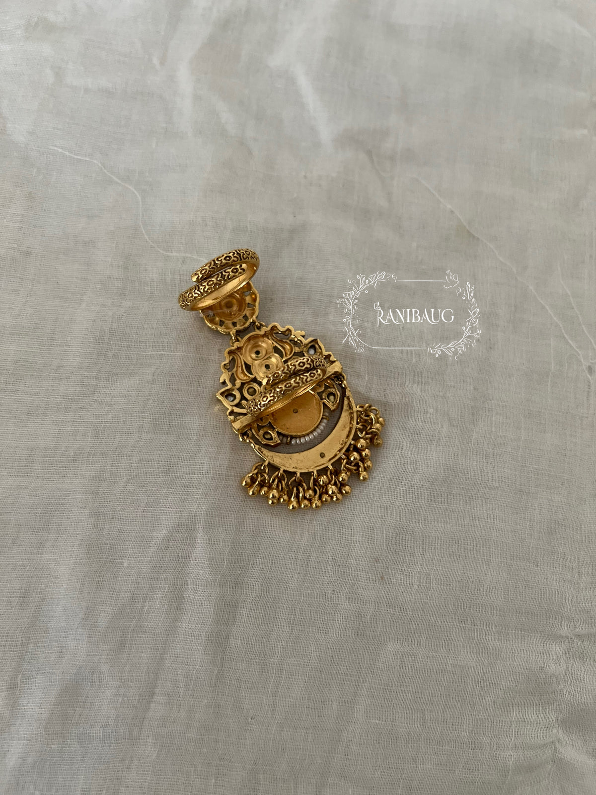 Maya Gold Finish Two Ring Royal Bloom Kundan Statement Ring By Ranibaug