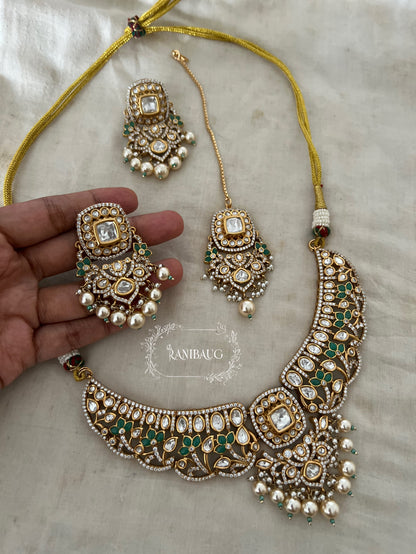 Kiyani Polki Designer Classic Victorian Gold Finish Necklace Set By Ranibaug (Copy)