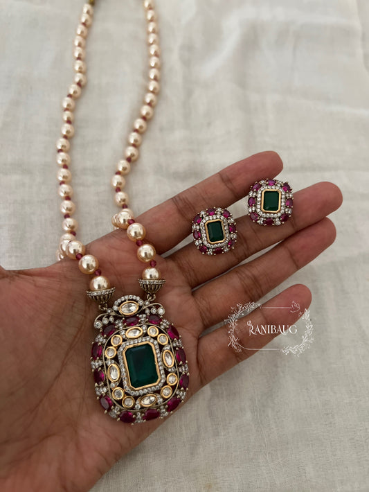 Rani Ruby Royale Pendant Set By Ranibaug