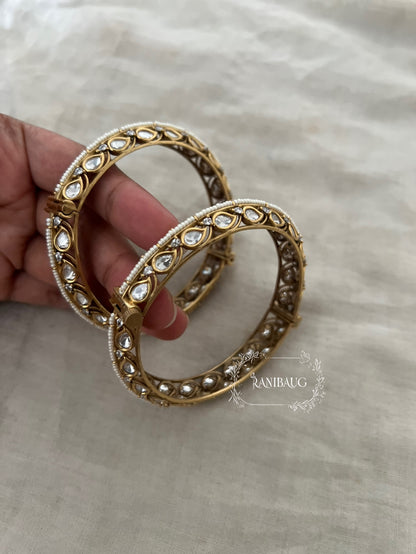 Nishi Bridal Polki Kundan Gold Plated Bangle Set By Ranibaug